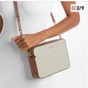 Michael Kors Jet Set Beige and Tan Crossbody Bag